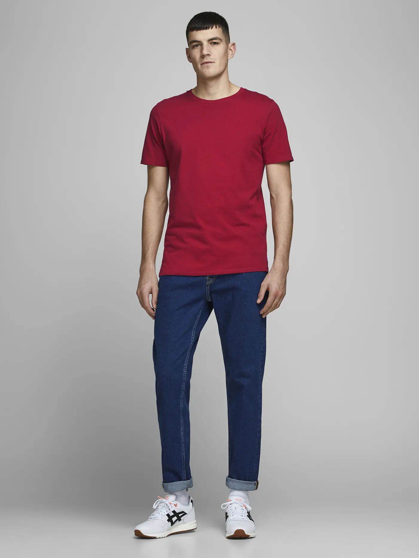 JACK & JONES | T-Shirt Slim Fit JJEORGANIC | dunkelrot